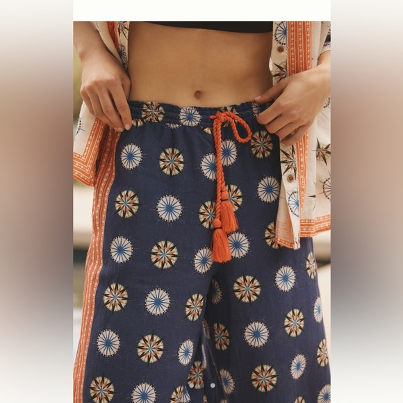 Super chic Anthropologie NWT Set Linen blend generously sized SM top & pants - Picture 11 of 16